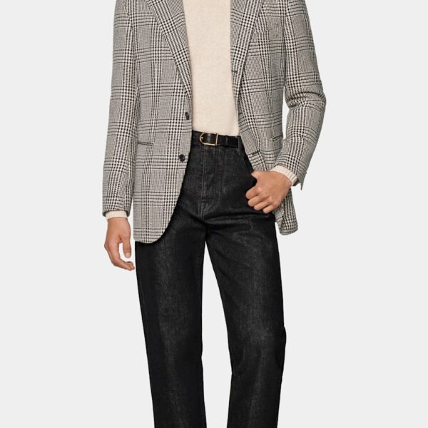 Black Checked Relaxed Fit Roma Blazer