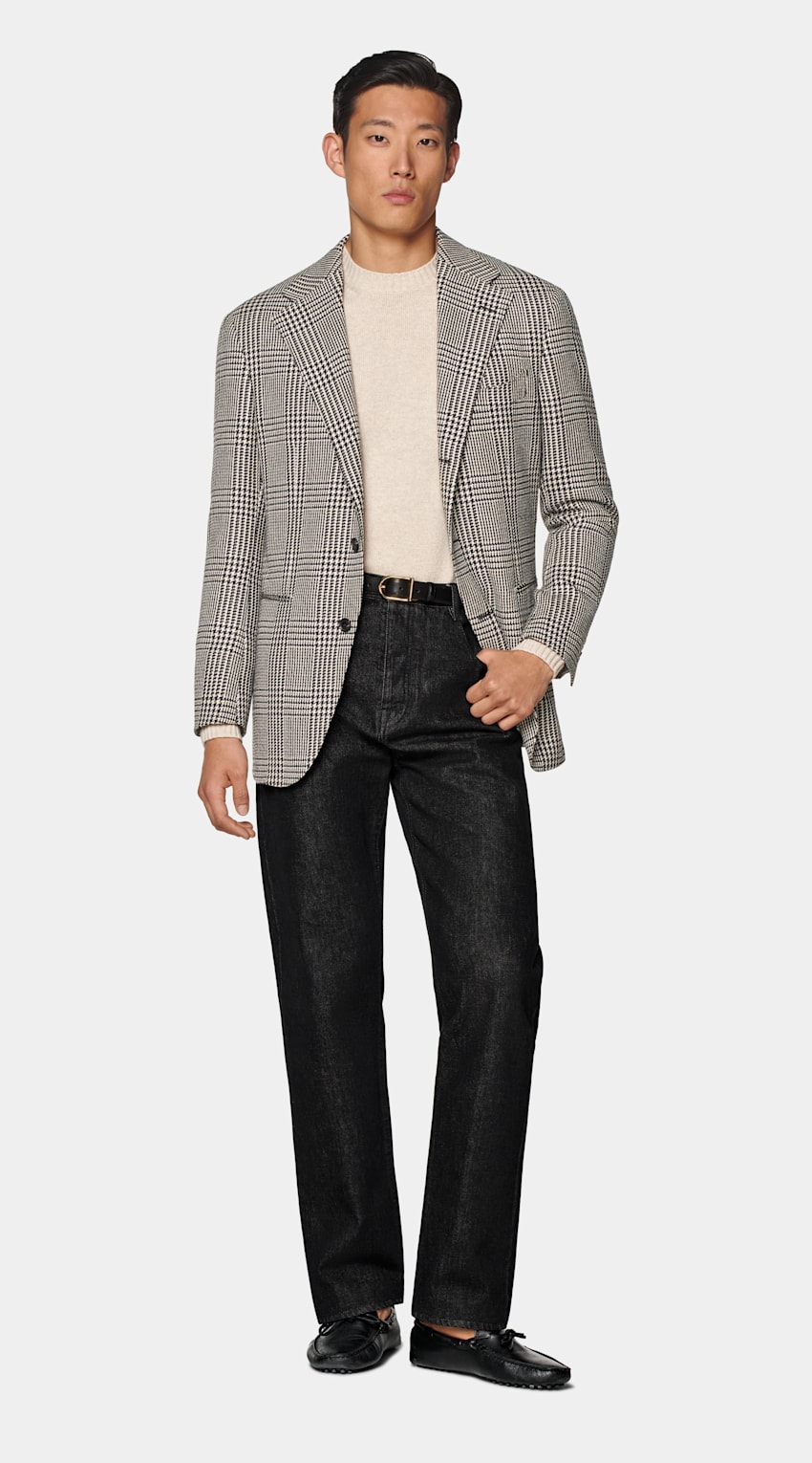 Black Checked Relaxed Fit Roma Blazer