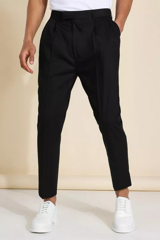 High Rise Tapered Crop Dress Pants